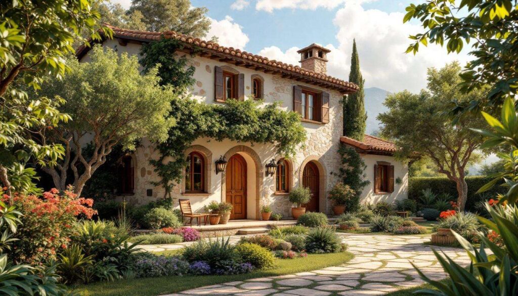 Ein Haus im mediterranen Stil, erwärmt durch Holz und natürliche Materialien